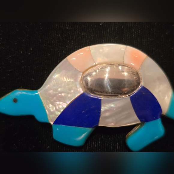Inlay turtle brooch pendant - Picture 2 of 6